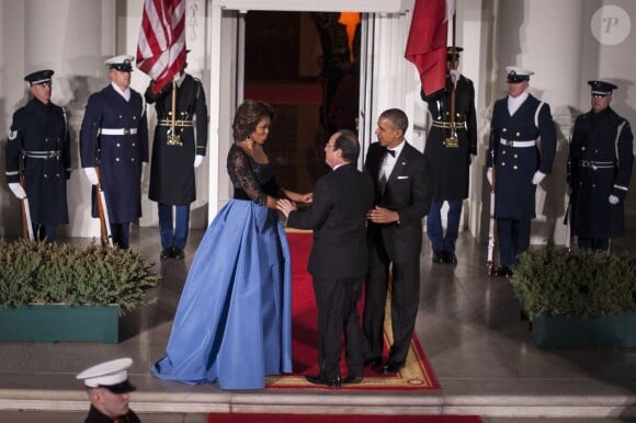 Barack Obama, Barack Obama et François Hollande lors du dîner d'Etat organisé à la Maison Blanche à Washington, le 11 février 2014.