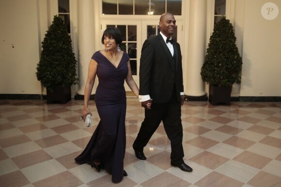 Anthony Foxx et son épouse Samara Foxx  lors du dîner d'Etat organisé à la Maison Blanche à Washington, le 11 février 2014.