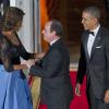 Barack Obama, Michelle Obama et Francois Hollande  lors du dîner d'Etat organisé à la Maison Blanche à Washington, le 11 février 2014.