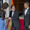 Barack Obama, Michelle Obama et François Hollande lors du dîner d'Etat organisé à la Maison Blanche à Washington, le 11 février 2014.