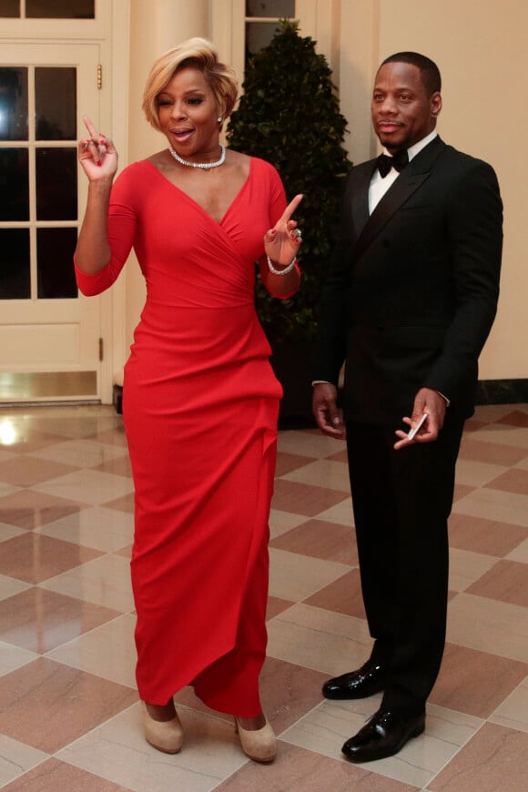 Mary J.Blige et Kendu Isaacs lors du dîner d'Etat organisé à la Maison Blanche à Washington, le 11 février 2014.