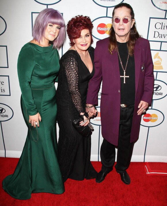 Ozzy Osbourne, Sharon Osbourne, Kelly Osbourne - 56e soirée pré-Grammy au Beverly Hilton Hotel de Beverly Hills, le 25 janvier 2014.