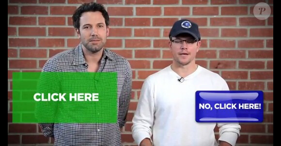 Ben Affleck et Matt Damon dans un spot publicitaire pour une opération de charité.