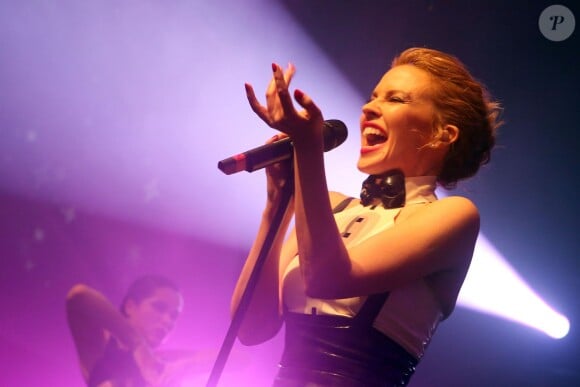 Kylie Minogue en concert à la Gaîté Lyrique pour le "Colette french kiss Love Music Night" à Paris, le 14 février 2014.