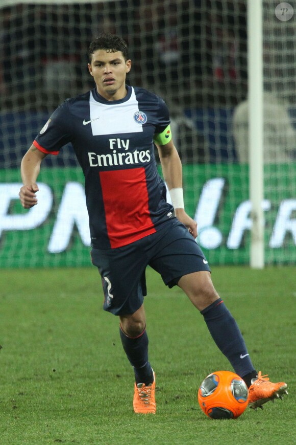 Thiago Silva pendant le match PSG-Valenciennes au Parc des Princes à Paris. Le 14 février 2014.