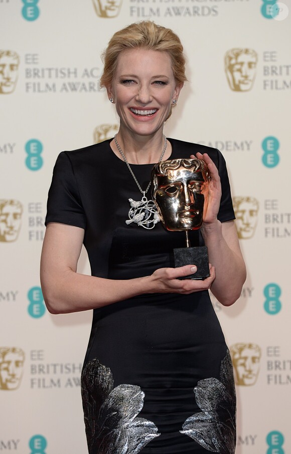 Cate Blanchett a reçu le BAFTA de la meilleure actrice pour Blue Jasmine, le 16 février 2014 à Londres.