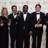 Christoph Waltz, Dede Gardner, Jeremy Kleiner, Steve McQueen, Anthony Katagas et Brad Pitt lors des BAFTA, le 16 février 2014 à Londres