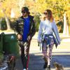 Exclusif - Leighton Meester et son fiance Adam Brody promènent leurs chiens à Los Angeles, le 22 decembre 2013.