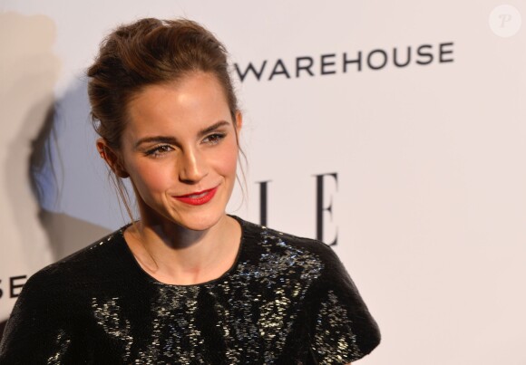 Emma Watson souriante à la soirée des ELLE Style Awards à Londres, le 18 février 2014.