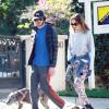 Exclusif - Leighton Meester et son fiancé Adam Brody promènent leurs chiens a Los Angeles, le 22 decembre 2013.