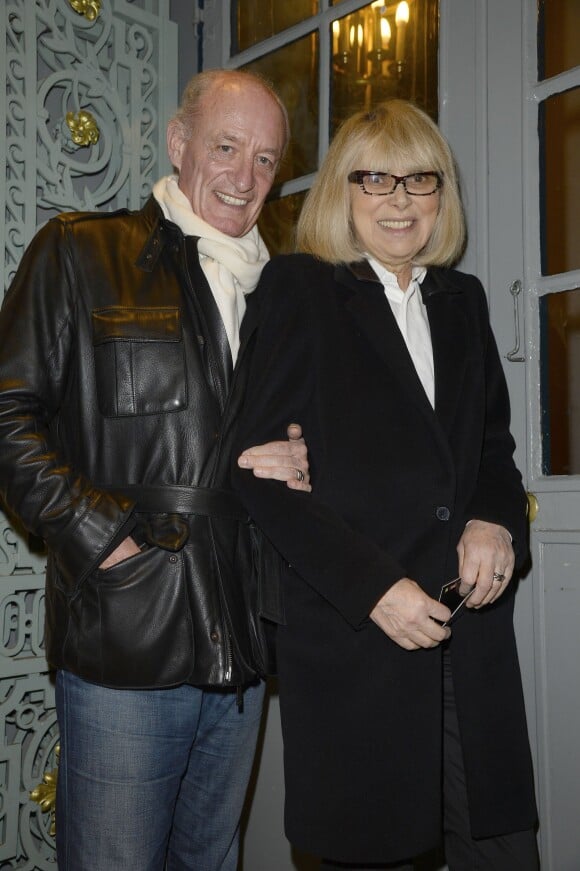 Mireille Darc et son mari Pascal Desprez lors de la générale de la pièce "L'Appel de Londres" au Théâtre du Gymnase à Paris, le 19 février 2014