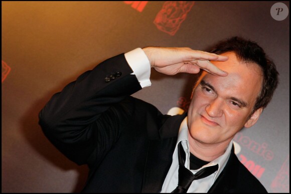 Quentin Tarantino arrive aux César 2011 à Paris.