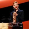 Scarlett Johansson, César d'honneur à la 39e cérémonie des César au théâtre du Châtelet à Paris le 28 février 2014. 
