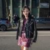 L'actrice japonaise Rila Fukushima arrive à la Cité de la mode et du design pour assister au défilé Kenzo automne-hiver 2014/2015. Paris, le 1er mars 2014.