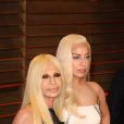 Donatella Versace et Lady Gaga - soirée Vanity Fair à l'occasion des Oscars, à Los Angeles le 2 mars 2014.