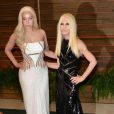Donatella Versace et Lady Gaga - soirée Vanity Fair à l'occasion des Oscars, à Los Angeles le 2 mars 2014.
