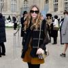 Olivia Palermo arrive au Grand Palais pour assister au défilé Chloe. Paris, le 2 mars 2014.