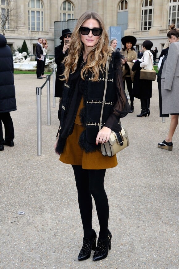 Olivia Palermo arrive au Grand Palais pour assister au défilé Chloe. Paris, le 2 mars 2014.