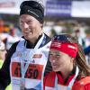 Pippa Middleton et son compagnon Nico Jackson à l'arrivée de l'Endagin Marathon, le 10 mars 2013 en Suisse.