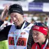 Pippa Middleton et son compagnon Nico Jackson à l'arrivée de l'Endagin Marathon, le 10 mars 2013 en Suisse.