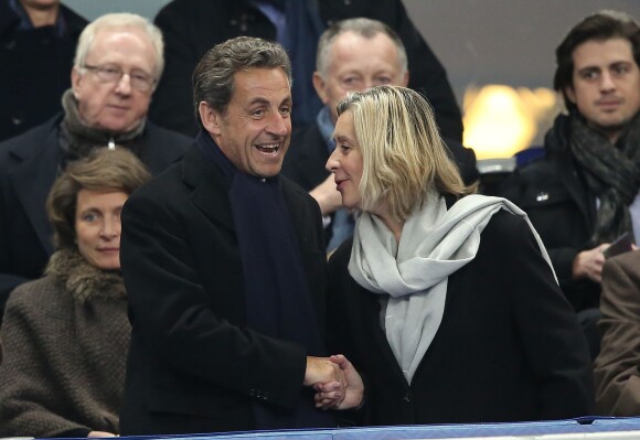 Nicolas Sarkozy lors du match France contre Pays-Bas au Stade de France à Saint-Denis le 5 mars 2014.