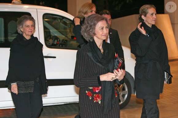 L'infante Cristina d'Espagne, avec sa mère Sofia, sa soeur Elena et sa tante Irene, assistait le 5 mars 2014 à Athènes à la projection d'un documentaire consacré au roi Paul Ier de Grèce.