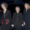 L'infante Cristina d'Espagne, avec sa mère la reine Sofia et sa tante la princesse Irene, assistait le 5 mars 2014 à Athènes à la projection d'un documentaire consacré au roi Paul Ier de Grèce.