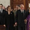 La reine Sofia, la princesse Letizia, l'infante Elena d'Espagne et le roi Juan Carlos Ier, lors de la cérémonie d'hommage aux victimes des attentats de Madrid, en la Cathédrale de l'Almudena, à Madrid, le 11 mars 2014.