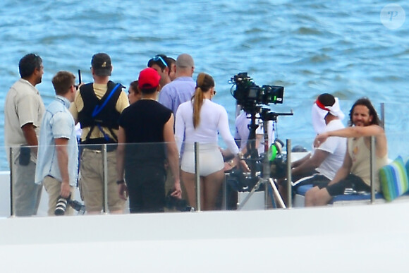 Jennifer Lopez sur le tournage de son clip à Miami, le 12 février 2014.