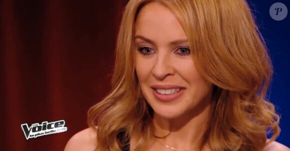 Mika et Kylie Minogue dans "The Voice 3" sur TF1 le samedi 15 mars 2014.