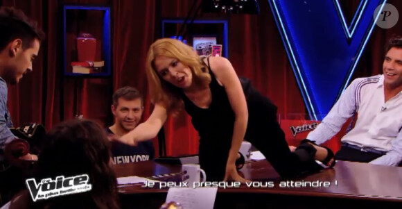 Mika et Kylie Minogue dans "The Voice 3" sur TF1 le samedi 15 mars 2014.