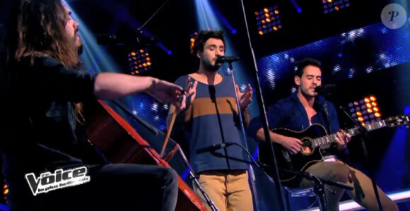 Deuxième battle entre Fréro Delavega et Quentin dans "The Voice 3" sur TF1 le samedi 15 mars 2014.