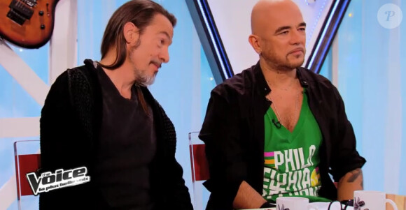 Battle entre Bruno Moreno et Jérémy Ichou dans "The Voice 3" sur TF1 le samedi 15 mars 2014.