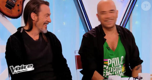 Battle entre Bruno Moreno et Jérémy Ichou dans "The Voice 3" sur TF1 le samedi 15 mars 2014.