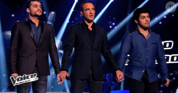 Battle entre Bruno Moreno et Jérémy Ichou dans "The Voice 3" sur TF1 le samedi 15 mars 2014.