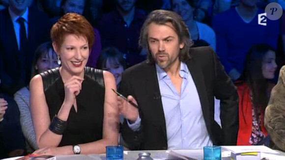 Natacha Polony et Aymeric Caron, polémistes de l'émission On n'est pas couché (samedi 8 mars 2014)