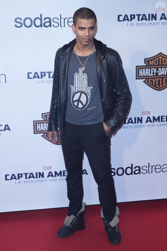Brahim Zaibat à l'avant-première du film Captain America : Le Soldat de l'Hiver au Grand Rex à Paris, le 17 mars 2014.