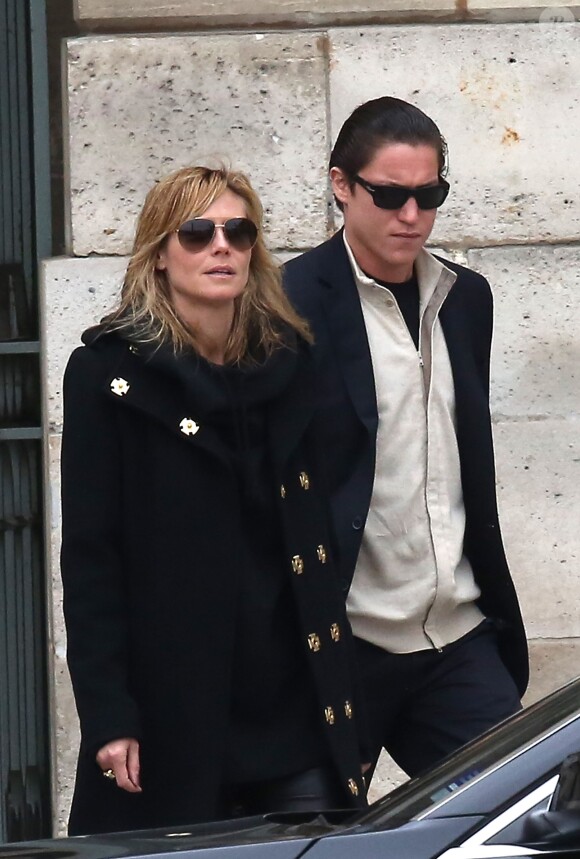 Heidi Klum et Vito Schnabel ont passé la journée de lundi à visiter des galeries d'art à Paris, le 17 mars 2014.