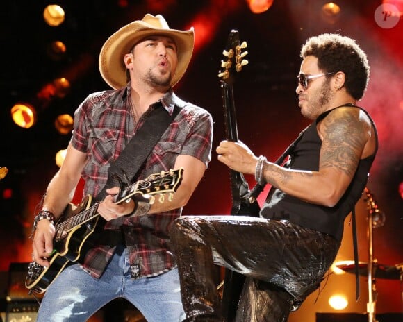 Lenny Kravitz et Jason Aldean à Nashville, le 8 juin 2013.