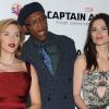 Scarlett Johansson enceinte, Samuel L Jackson, Hayley Atwell à la première du film Captain America : Le Soldat de l'Hiver, à Londres, le 20 mars 2014.