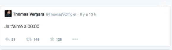 Le tweet d'amour de Thomas Vergara à Nabilla, le 23 mars 2014