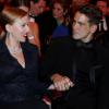 Scarlett Johansson et son fiancé Romain Dauriac pendant la 39e cérémonie des César au théâtre du Châtelet à Paris, le 28 février 2014.