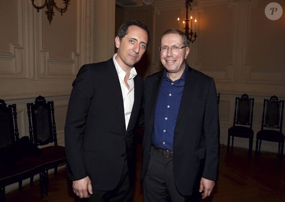 Exclusif - Gad Elmaleh et Bernard Stirn (Président du Conseil d'Administration de l'Opéra national de Paris) après le spectacle de l'humoriste "Sans Tambour" à l'Opéra Garnier à Paris le 16 mars 2014.