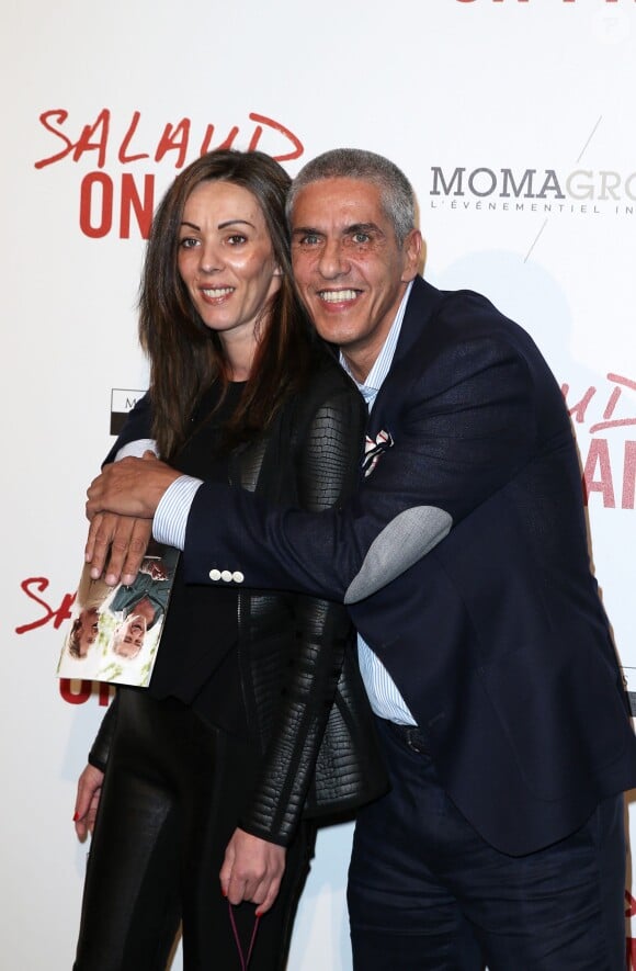 Samy Naceri et sa compagne Audrey lors de la l'avant-première du film Salaud on t'aime à l'UGC Normandie sur les Champs-Elysées à Paris le 31 mars 2014.