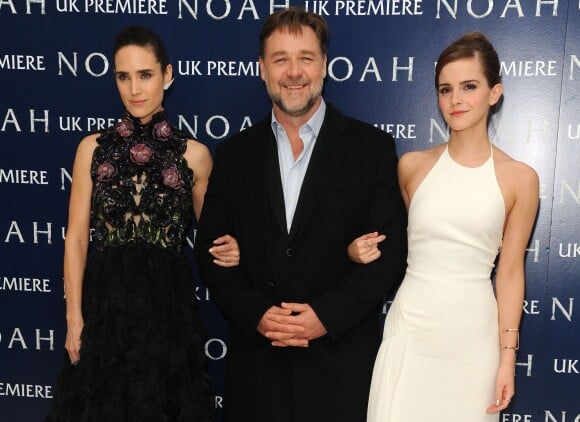 Jennifer Connelly, Russell Crowe et Emma Watson lors de l'avant-première du film Noé à Londres, le 31 mars 2014.