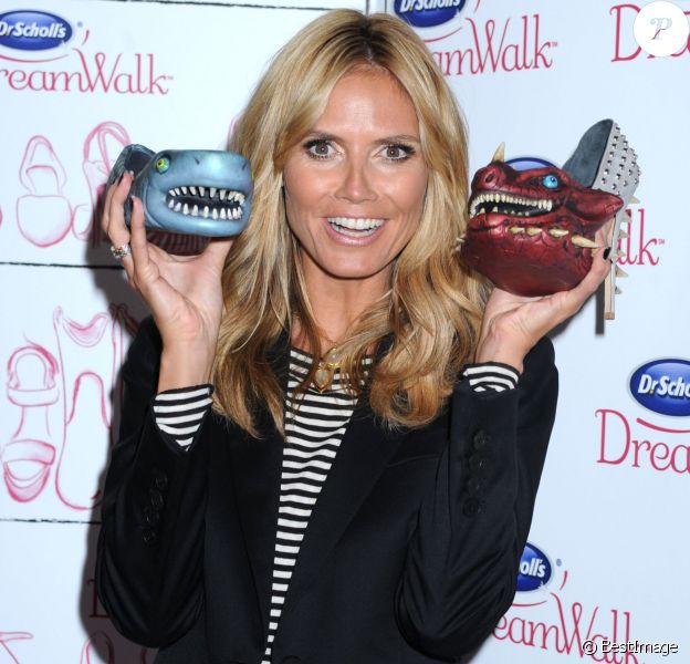 Heidi Klum lors du lancement de la ligne de chaussures DreamWalk de la marque Dr. Scholl &agrave; New York, le 2 avril 2014. 
