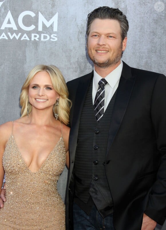 Blake Shelton et sa femme Miranda Lambert à la cérémonie des Academy of Country Music Awards à Las Vegas, le 6 avril 2014.