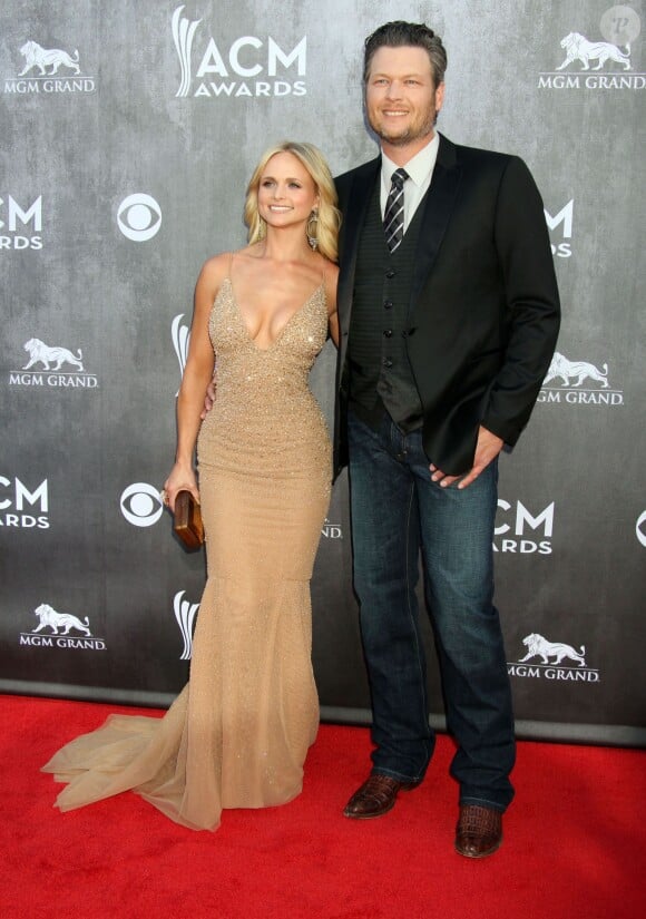 Blake Shelton et sa femme Miranda Lambert à la cérémonie des Academy of Country Music Awards à Las Vegas, le 6 avril 2014.