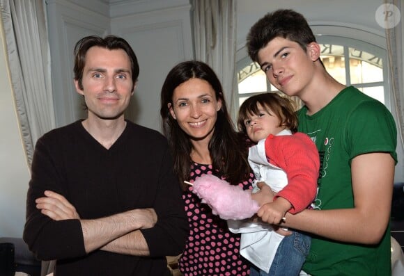 Exclusif - Adeline Blondieau, son frère l'avocat Alexandre Blondieau, son fils Aïtor et sa fille Wilona lors d'un goûter de Pâques "Tout Chocolat" à l'Hôtel de Vendôme à Paris le 9 avril 2014.