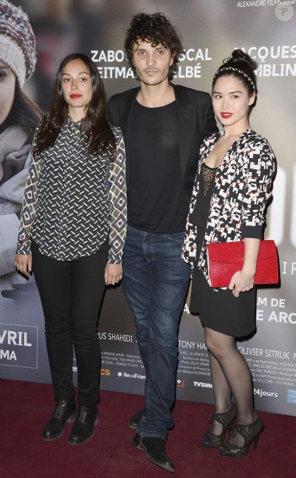 Alka Balbir, Tom Hygreck et Audrey Giacomini lors de l'avant-première du film "24 jours" au cinéma Gaumont Marignan à Paris, le 10 avril 2014
